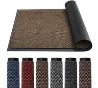 TrendMakers DOOR MATS MEDIUM (BEIGE & BLACK) DIRT TRAPPER BARRIER MAT PVC EDGED ANTI SLIP HOME KITCHEN ENTRANCE HALL RUNNER RUG MATS 80X120CM (2ft 8" x 4ft) | POLYPROPYLENE PILE