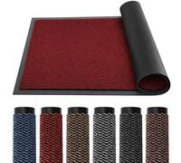 TrendMakers DOOR MATS MEDIUM (WINE RED & BLACK) BARRIER MAT RUBBER EDGED HEAVY DUTY NON SLIP KITCHEN ENTRANCE HALL RUNNER RUG MATS 60X90CM (2ft x 3ft) | POLYPROPYLENE PILE