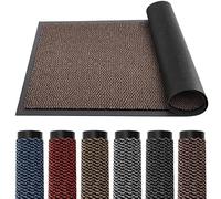 TrendMakers DOOR MATS SMALL MEDIUM (BROWN & BLACK) BARRIER MAT RUBBER EDGED HEAVY DUTY NON SLIP KITCHEN ENTRANCE HALL RUNNER RUG MATS 50x80CM | POLYPROPYLENE PILE (2ft 2'6"x 5'3")