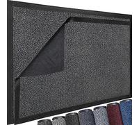 TrendMakers Extra Large Big Hardwearing Doormat Heavy Duty GREY/BLACK PVC Edge Pile Top Rubber Carpet Runner Barrier Entrance Door Mats Kitchen Utility Dust Floor Mats Rugs 80cm x 160cm