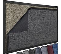 TrendMakers Extra Large Big Hardwearing Doormat Heavy Duty LIGHT BEIGE/BLACK PVC Edge Pile Top Rubber Carpet Runner Barrier Entrance Door Mats Kitchen Utility Dust Floor Mats Rugs 90cm x 120cm