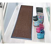 TrendMakers Hardwearing Heavy Duty PVC Edge Pile Top Rubber Barrier Mat Entrance Door Kitchen Floor Runners Mats Rugs | 60cm x 90cm | Brown | POLYPROPYLENE PILE