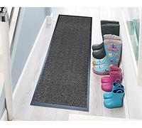 TrendMakers Hardwearing Heavy Duty PVC Edge Pile Top Rubber Barrier Mat Entrance Door Kitchen Floor Runners Mats Rugs | 90cm x 200cm | Grey | POLYPROPYLENE PILE
