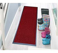 TrendMakers Hardwearing Heavy Duty PVC Edge Pile Top Rubber Barrier Mat Entrance Door Kitchen Floor Runners Mats Rugs | 90cm x 300cm | Wine Red | POLYPROPYLENE PILE