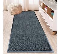 TrendMakers Hardwearing Heavy Duty PVC Edge Rubber Barrier Mat Dirt Trapper Entrance Door Kitchen Floor Runners Mats Rugs | Grey/Black 90cm x 200cm | POLYPROPYLENE PILE