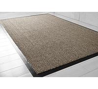 TrendMakers Hardwearing Heavy Duty Rubber Barrier Entrance Door Kitchen Utility Dust Floor Long Short Narrow Hall Hallway Runners Mats Rugs Black PVC Edge Pile Top | LIGHT BEIGE/BLACK | 60cm x 160cm