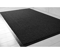 TrendMakers Hardwearing Heavy Duty Rubber Barrier Entrance Door Kitchen Utility Dust Floor Long Short Narrow Hall Hallway Runners Mats Rugs Black PVC Edge Pile Top | ANTHRACITE/BLACK | 60cm x 90cm