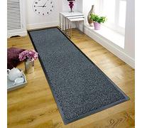 TrendMakers Large Big GREY Heavy Duty Black PVC Edge Pile Top Rubber Barrier Entrance Door Kitchen Utility Dust Floor Hall Hallway Runners Mats Rugs 80cm x 140cm | POLYPROPYLENE PILE