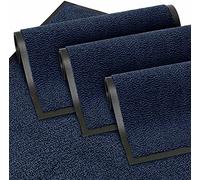 TrendMakers LARGE BLUE/BLACK NON SLIP DOOR MAT RUBBER BACKED PVC EDGED KITCHEN RUNNER FRONT DOOR ENTRANCE OUTSIDE DOORMAT PATIO RUG DIRT DEBRIS MUD TRAPPER WATERPROOF MAT(80 X 140 CM)