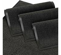 TrendMakers LARGE CHARCOAL/BLACK NON SLIP DOOR MAT RUBBER BACKED PVC EDGED KITCHEN RUNNER FRONT DOOR ENTRANCE OUTSIDE DOORMAT PATIO RUG DIRT DEBRIS MUD TRAPPER WATERPROOF MAT(80 X 140 CM)
