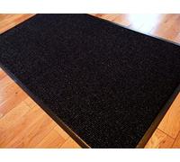 TrendMakers Large Medium Entrance Door Mat 60cm x 80cm Rubber Backed Non Slip - Charcoal/Black