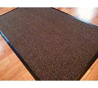 TrendMakers Large Medium Entrance Door Mat 60cm x 90cm Rubber Backed Non Slip - Brown/Black