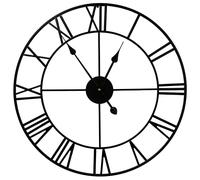 TrendMakers Large Wall Clocks for Living Room - Elegant Black Metal Skeleton Clock with Roman Numerals, Quiet Quartz Movement - Decorative Wall Clock for Indoor & Outdoor Use (40cm)