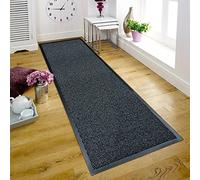 TrendMakers Medium Large Big ANTHRACITE Heavy Duty Black PVC Edge Pile Top Rubber Barrier Entrance Door Kitchen Utility Dust Floor Hall Hallway Runners Mats Rugs 60cm x 120cm | POLYPROPYLENE PILE