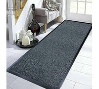 TrendMakers Small ANTHRACITE/BLACK Hardwearing Heavy Duty Black PVC Edge Pile Top Rubber Barrier Entrance Door Kitchen Utility Dust Floor Mats Rugs 40cm x 60cm