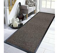 TrendMakers Small BEIGE/BLACK Hardwearing Heavy Duty Black PVC Edge Pile Top Rubber Barrier Entrance Door Kitchen Utility Dust Floor Mats Rugs 40cm x 60cm