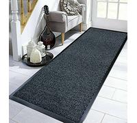 TrendMakers Small CHARCOAL/BLACK Hardwearing Heavy Duty Black PVC Edge Pile Top Rubber Barrier Entrance Door Kitchen Utility Dust Floor Mats Rugs 40cm x 60cm