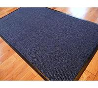 TrendMakers Small Entrance Door Mat 40cm x 60cm Rubber Backed Non Slip -Midnight Blue/Black