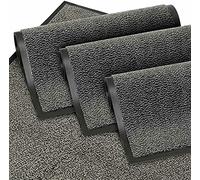 TrendMakers SMALL GREY/BLACK NON SLIP DOOR MAT RUBBER BACKED PVC EDGED KITCHEN RUNNER FRONT DOOR ENTRANCE OUTSIDE DOORMAT PATIO RUG DIRT DEBRIS MUD TRAPPER WATERPROOF MAT(50 X 80 CM)