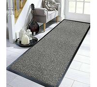 TrendMakers Small LIGHT BEIGE/BLACK Hardwearing Heavy Duty Black PVC Edge Pile Top Rubber Barrier Entrance Door | Doormat Floor Mat Rugs | 50cm x 80cm