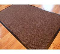 TrendMakers Small Medium Entrance Door Mat 50cm x 80cm Rubber Backed Non Slip - Beige/Black