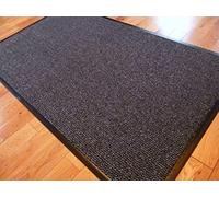 TrendMakers Small Medium Entrance Door Mat 50cm x 80cm Rubber Backed Non Slip - Grey/Black