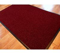 TrendMakers Small Medium Entrance Door Mat 50cm x 80cm Rubber Backed Non Slip - Wine Red/Black