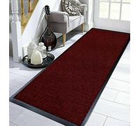 TrendMakers Small WINE RED/BLACK Hardwearing Heavy Duty Black PVC Edge Pile Top Rubber Barrier Entrance Door Kitchen Utility Dust Floor Mats Rugs 40cm x 60cm