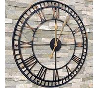 TrendMakers Stunning Medium 58cm Metal Wall Clock Skeleton Wall Clock - Antique Rustic w/Golden Hands