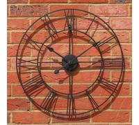 TrendMakers Stunning Metal Roman Numeral Clock - Black 'Iron' (60cm in diameter)