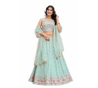 TRENDMALLS Women 's LightGreen Georgette Embroidery Sequence Work Lehenga Choli with Dupatta For Women Ready to wear (L258-Pista-XL)