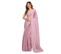 TRENDMALLS Women's Art Silk Siroski Zarkan Work Saree with Unstitched Blouse Piece (K1208-Light Pink)