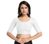 TRENDMALLS Women's Dobby pure Cotton Stretchable Readymade Elbow Length Sleeves Saree Blouse Ready to Wear