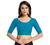TRENDMALLS Women's Dobby pure Cotton Stretchable Readymade Elbow Length Sleeves Saree Blouse Ready to Wear