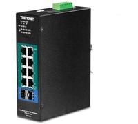 TRENDnet 10-Port Industrial Gigabit L2 Managed PoE+ DIN-Rail Switch, TI-PG102i, 8 x Gigabit PoE+ Ports, DIN-Rail Mount, 2 x SFP Slots, 24-57 V DC Power Input, IP30, VLAN, QoS