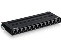 TRENDnet 12-Port Cat6A Shielded Patch Panel, 10G Ready, Cat5e,Cat6,Cat6A Compatible, Metal Housing, Color-Coded Labeling for T568A and T568B Wiring, Cable Management, Wall Mountable, Black,TC-P12C6AS