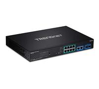 TRENDnet 12-Port Gigabit PoE+ Smart Surveillance Switch with 8 x Gigabit PoE+ Ports, TPE-3012LS, 2 x Gigabit Ports, 2 x SFP Slots, 110W PoE Budget, Long Range PoE+, VLAN, QoS, LACP, ONVIF