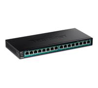 TRENDnet 16-Port Gigabit PoE+ Switch, 16 x Gigabit PoE+ Ports, 120W PoE Budget, Up to 30W Per Port, 1U 19” Rackmount Brackets Included, Fanless, Lifetime Protection, Black, TPE-TG161H