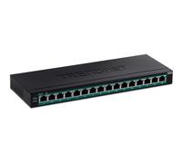 TRENDnet 16-Port Gigabit PoE+ Switch, TPE-TG160H, 123W PoE Power Budget, 32 Gbps Switching Capacity, Desktop Switch, Ethernet Network Switch, Metal, 1U 10" Rack Mountable, Lifetime Protection,Black