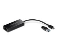 TRENDnet 2.5G USB-C to RJ-45 Ethernet Adapter, 2-in-1 Adapter Compatible with USB C/Thunderbolt 3 or USB 3.1, Windows and Mac Compatible, USB-C to USB-A Adapter Included, Black, TUC-ET2G