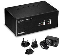 TRENDnet 2-Port Dual Monitor DisplayPort KVM Switch with Audio, TK-240DP, 2-Port USB 2.0 Hub, 4K UHD Resolutions Up to 3840 x 2160, Connect Two DisplayPort Monitors, Dual Monitor 2 Port KVM Switch