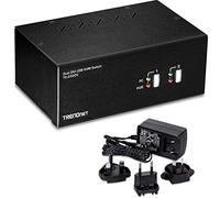 TRENDnet 2-Port Dual Monitor DVI KVM Switch with Audio, 2-Port USB 2.0 Hub, Digital Resolutions up to 1920 x 1200, Analog Resolutions up to 2048 x 1536, TK-232DV