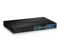 TRENDnet 20-Port Gigabit Web Smart Ultra PoE Switch with 8 x Gigabit UPoE Ports, 8 x Gigabit PoE+ Ports 4 Shared Gigabit Ports (RJ-45 or SFP), VLAN, QoS, IPv6 Support, 370W PoE Power Budget, TPE-204US