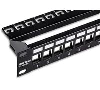 TRENDnet 24-Port Blank Keystone Shielded 1U Patch Panel, TC-KP24S, STP, Cat6A, Cat5, Cat5e, Cat6, 19 Inch RackMount Design, Recommended with TC-K06C6A Cat6A Keystone Jacks
