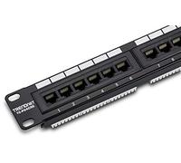 TRENDnet 24-Port Cat5/5e RJ-45 UTP Unshielded Wall Mount or RackMount Patch Panel, Certified 100 MHz Cat5e, Krone Connectors, Colour-Coded Labelling, TC-P24C5E Black