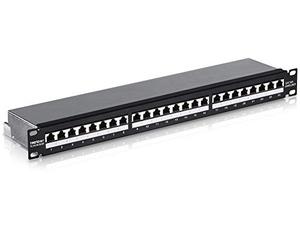 TRENDnet 24-Port Cat6A Shielded 1U Patch Panel, 1000BASE-T/10GBASE-T Support, Compatible with Cat5e, Cat6, Cat6a, 110 or Krone Type, TC-P24C6AS