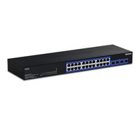 TRENDnet 24-Port Gigabit Switch with 2 X 10G SFP+ Slots, Fanless Design, 19 Inch 1U Rack mountable, TEG-30262