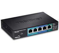 TRENDnet 5-Port Gigabit PoE+ Powered EdgeSmart Switch with PoE Pass Through, 1 x Gigabit PoE+ Input, 2 x Gigabit PoE Output, 2 x Gigabit, 18W PoE Budget, Managed Switch, Wall-Mountable, TPE-P521ES