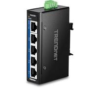 TRENDnet 5-Port Industrial Gigabit DIN-Rail Mini Switch, TI-GLC50, 5 x Gigabit Ports, Extreme Temperature IP30 Rated, 10Gbps Switch Capacity, Black
