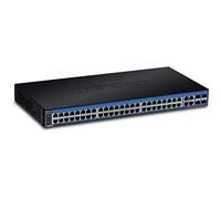 TRENDnet 52-Port Gigabit Web Smart Switch, 48 Gigabit RJ-45 Ports, 4 Shared Gigabit Ports (RJ-45 or SFP), VLAN, QoS, LACP, IPv6, Lifetime Protection, TEG-524WS, Black